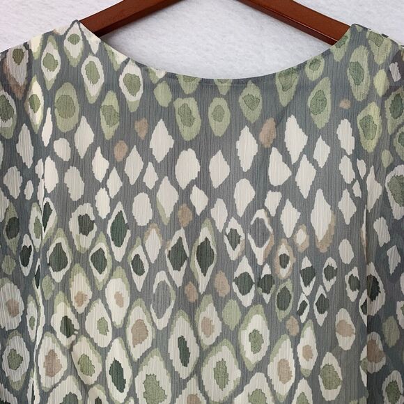 Tyche USA Dress Women Small Easy Breezy Green Cream Cold Shoulder Lined Mini NWT - Picture 10 of 11